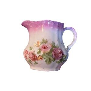 Vintage German Creamer Roses Floral Cottagecore Small Pink Roses Hand Painted